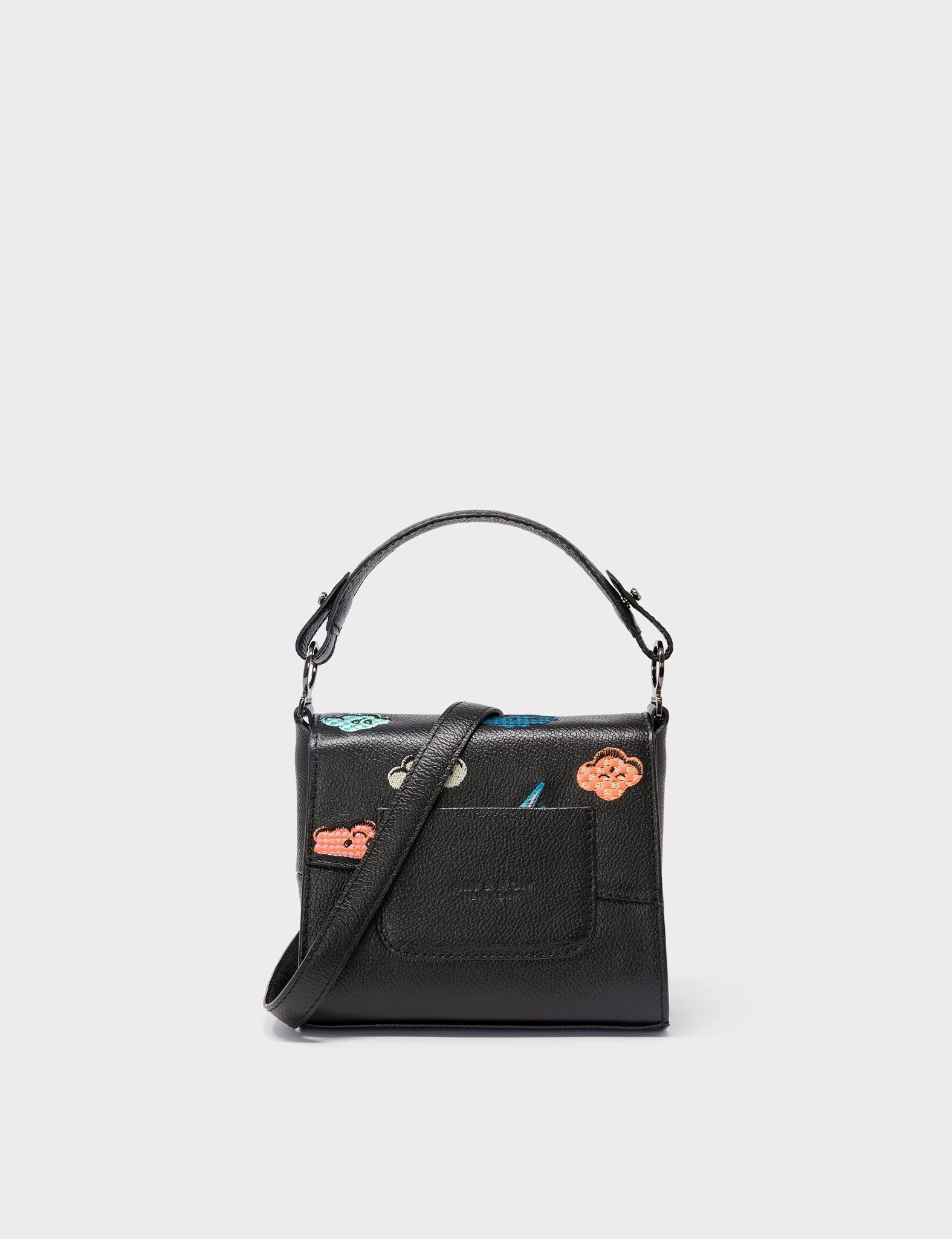Anastasio Micro Crossbody Handbag Black Leather - Happy Clouds Design