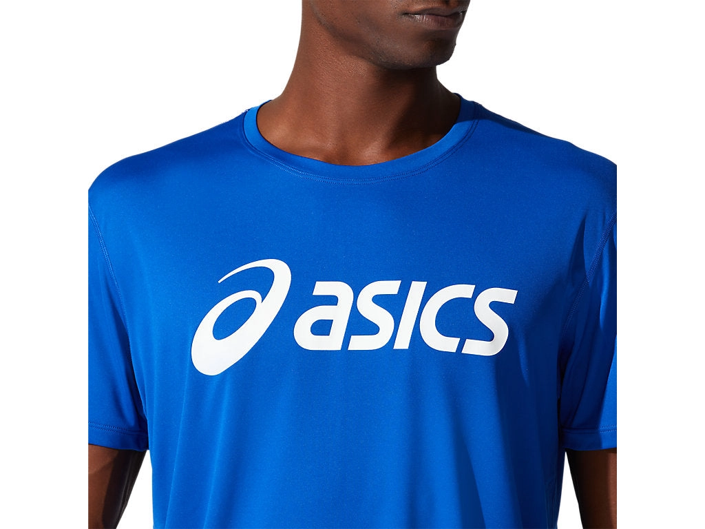 ASICS MEN'S SILVER LOGO BLUE TEE