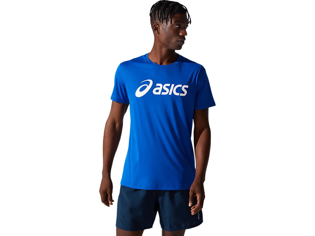 ASICS MEN'S SILVER LOGO BLUE TEE