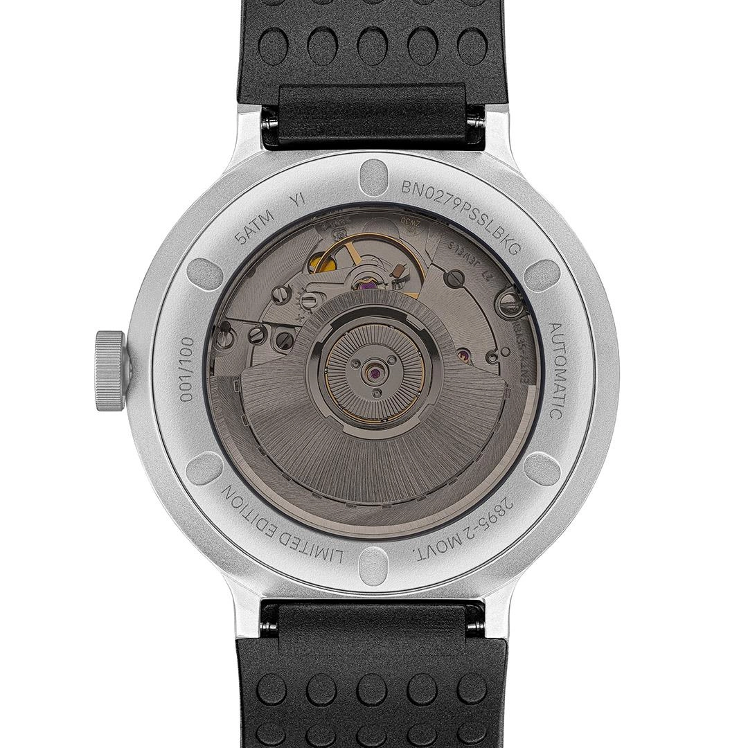 BN0279 Braun   Paul Smith Swiss made automatic watch - black dial and black rubber strap - limited edition