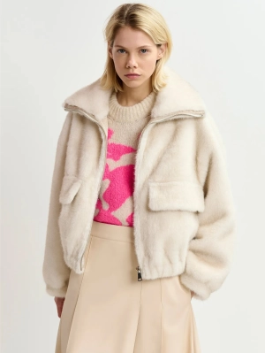 Bomber in Eco Fur White