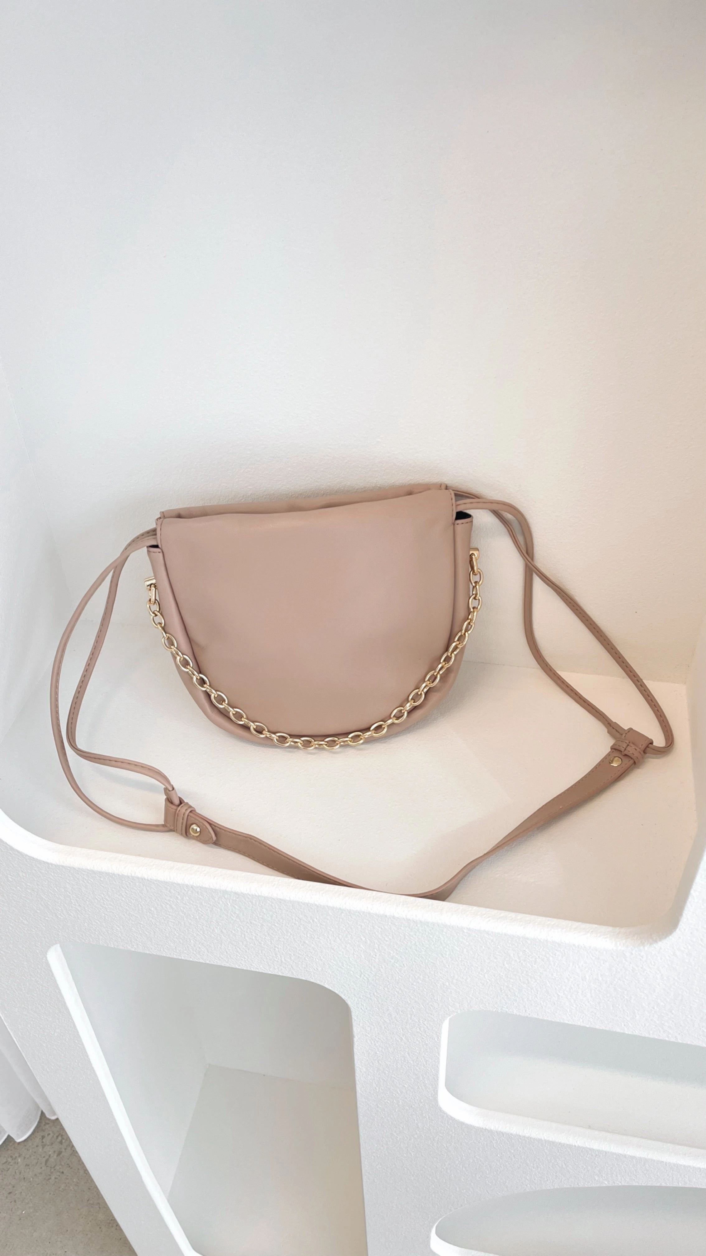 Brinley Gathered Top Crossbody Bag - Nude/Gold