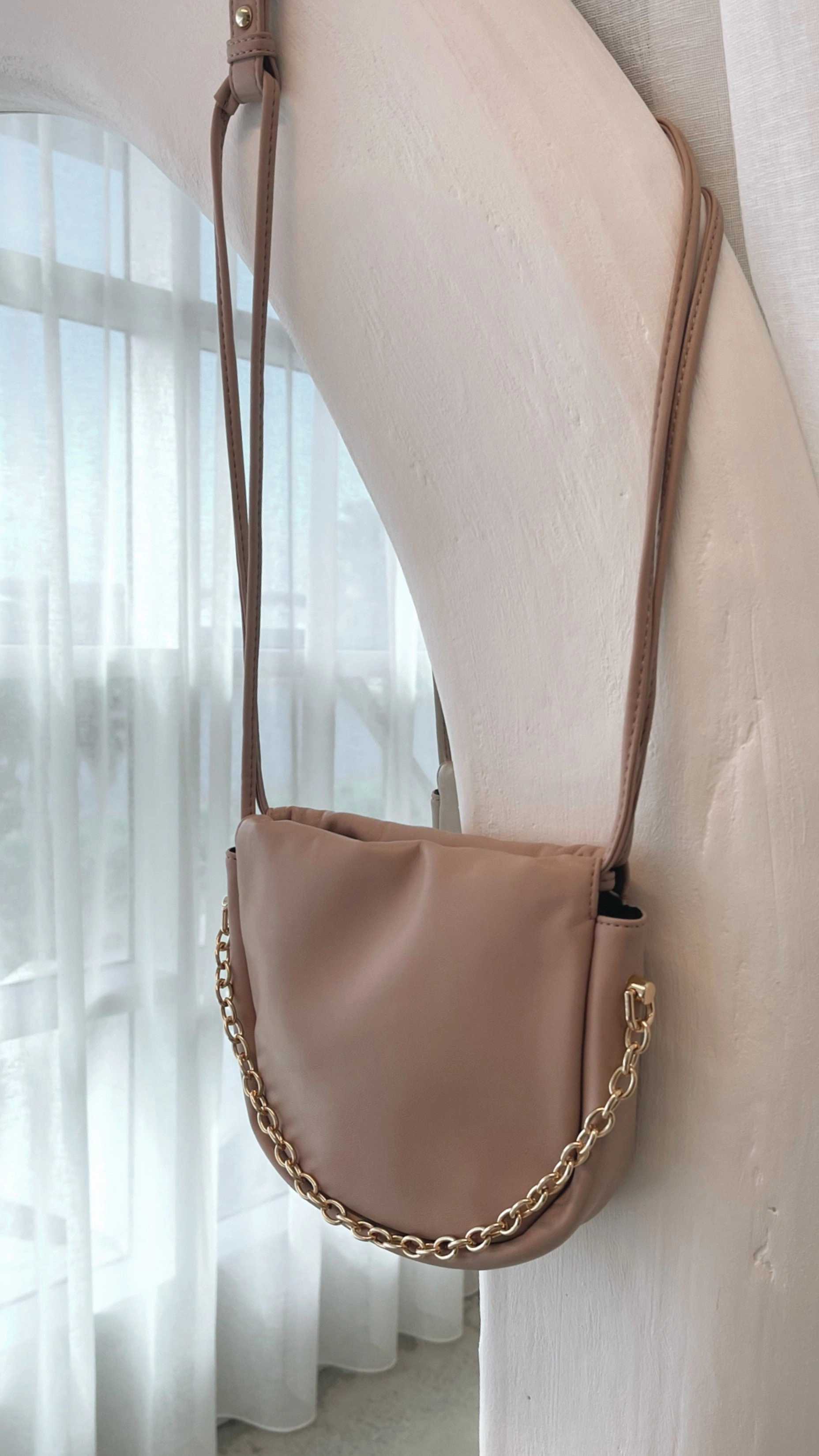 Brinley Gathered Top Crossbody Bag - Nude/Gold
