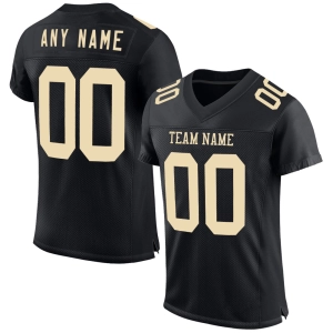 Custom Black Cream Mesh Authentic Football Jersey