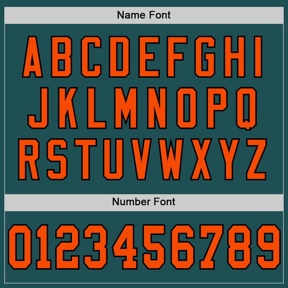 Custom Midnight Green Orange-Black Mesh Authentic Throwback Football Jersey