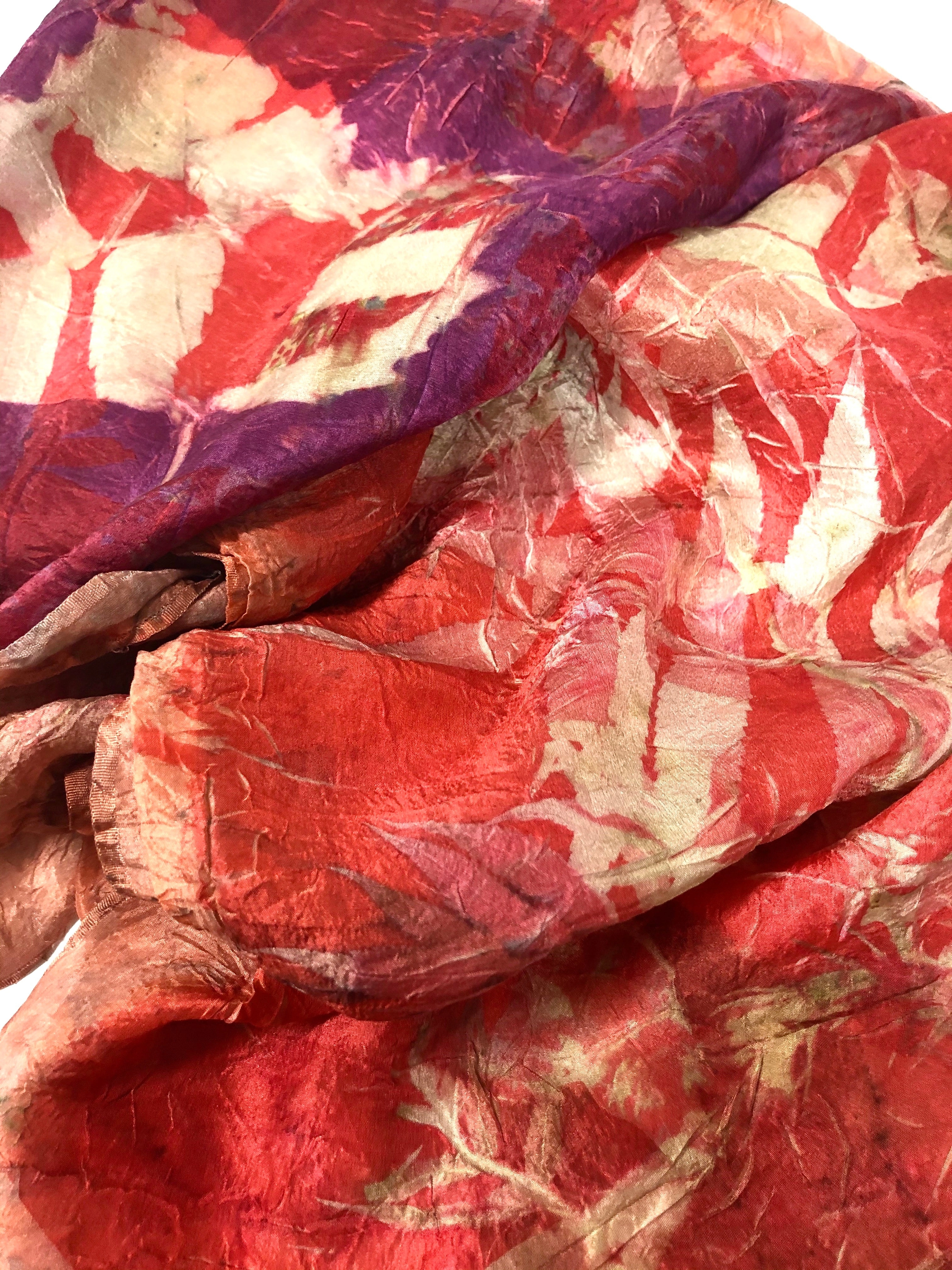 Ecoprinted silk scarf #27