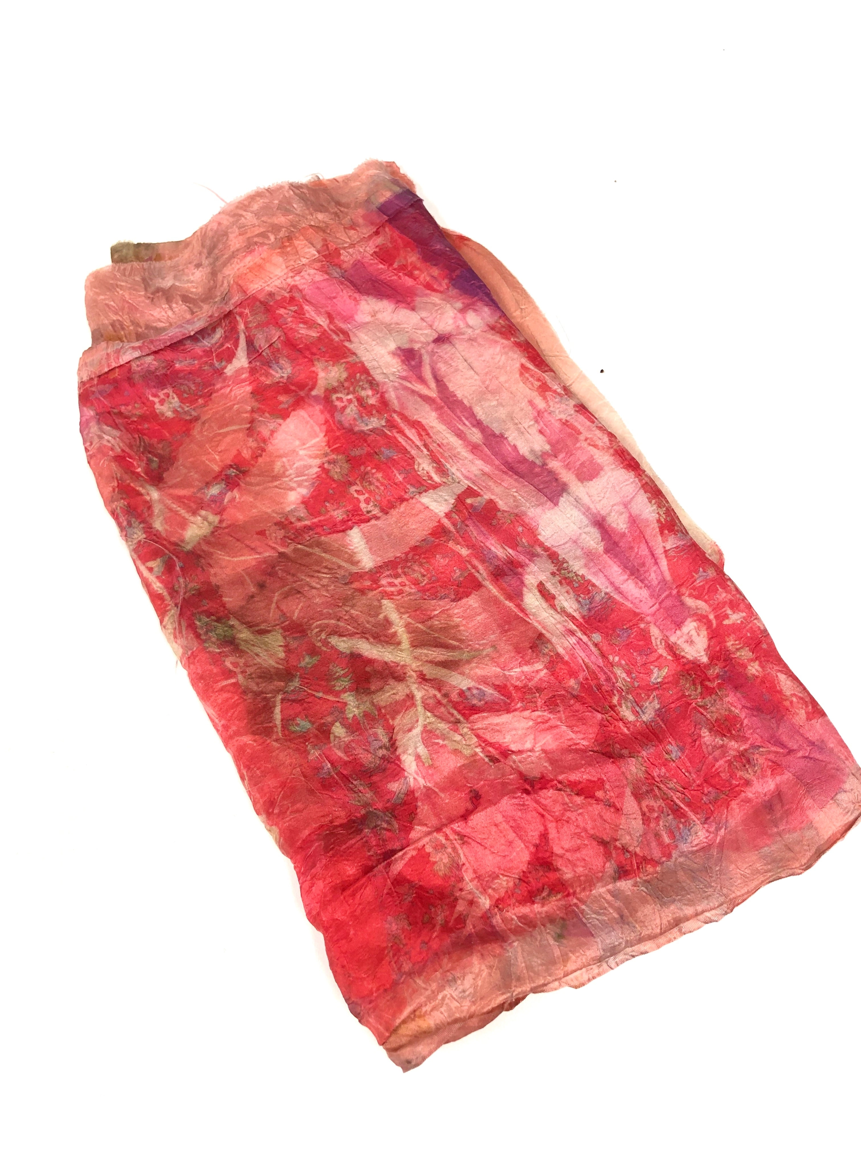 Ecoprinted silk scarf #27