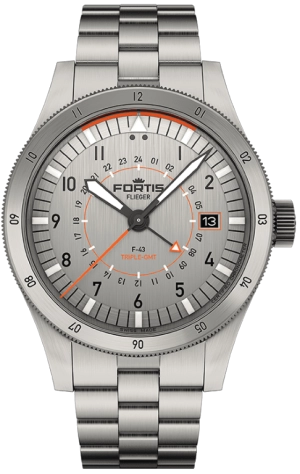 Fortis Flieger F-43 Triple-GMT Titanium Orange