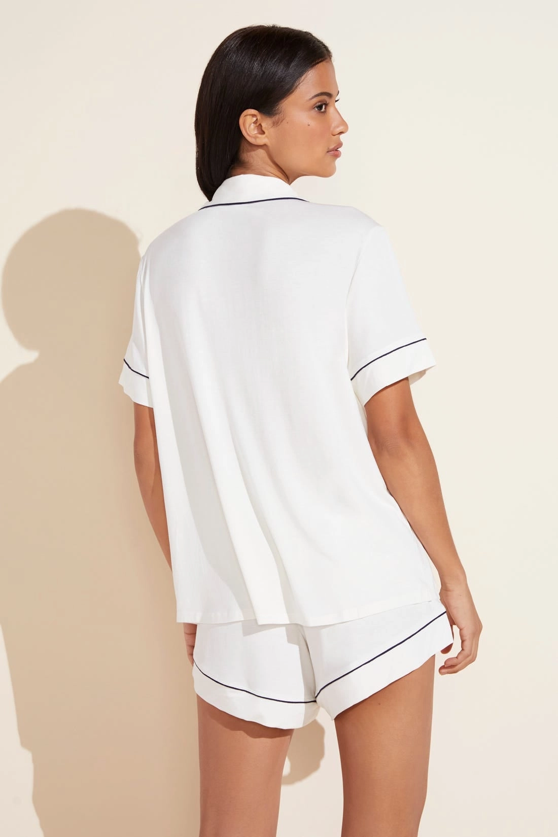 Gisele TENCEL™ Modal Relaxed Short PJ Set | Ivory/Navy
