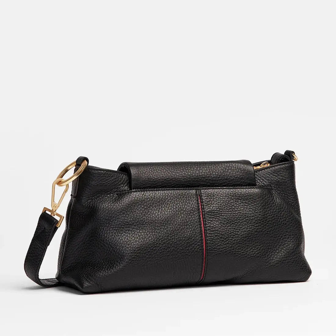 Hammitt VIP Satchel Leather Shoulder Bag Black/Gold Red Zip