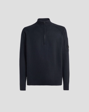 Lambswool Quarter Zipped Knit Total Eclipse