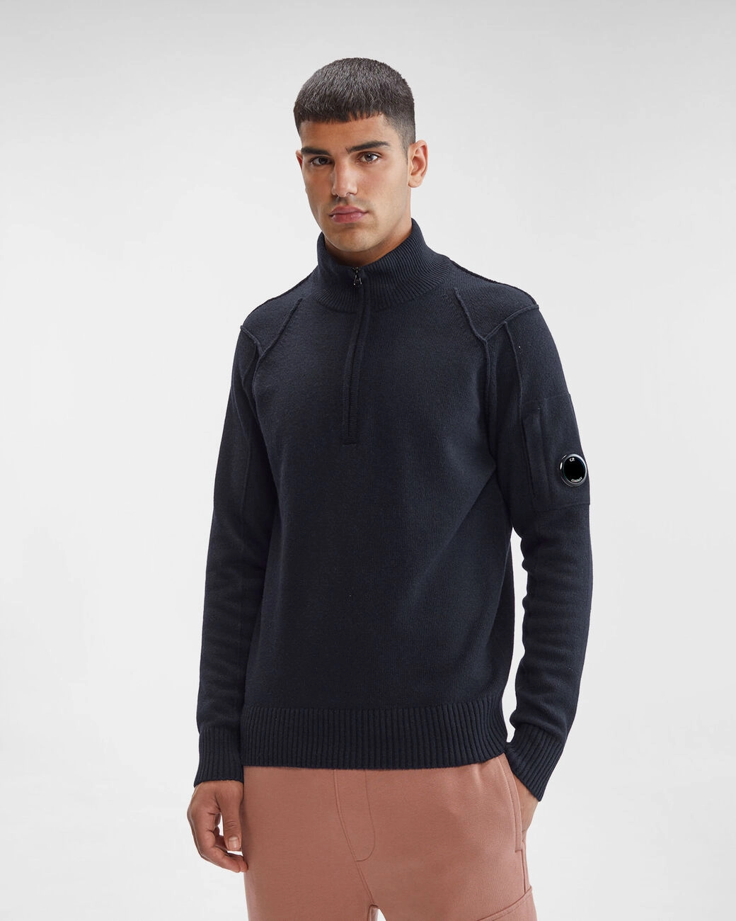 Lambswool Quarter Zipped Knit Total Eclipse