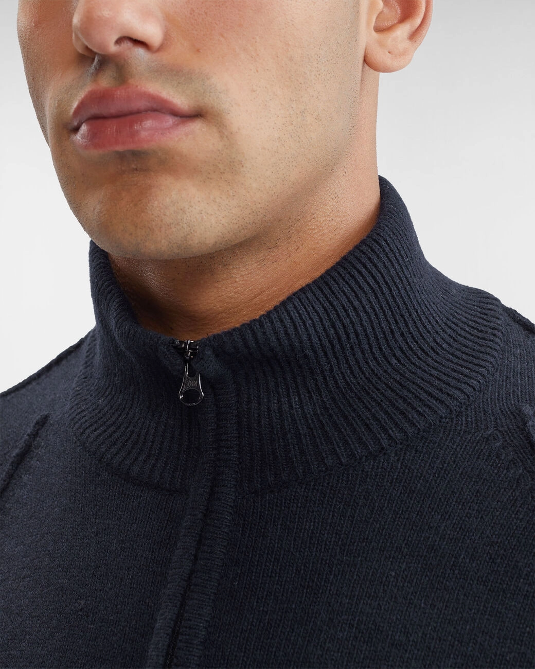 Lambswool Quarter Zipped Knit Total Eclipse