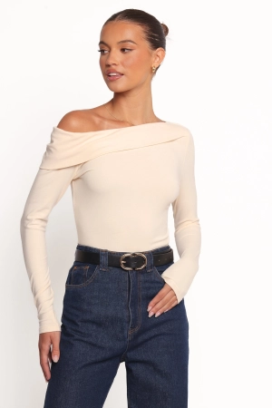 Liah Off Shoulder Knit Top - Cream