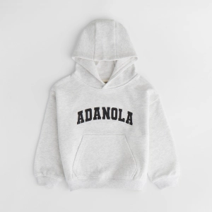 Mini Varsity Oversized Hoodie - Light Grey Melange/Black