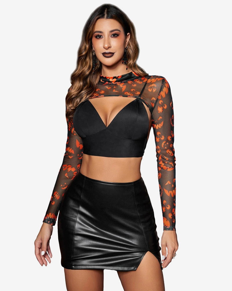 Mock Neck Long Sleeve Crop Top