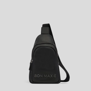 Multiwear Leather Crossbody Sling Bag -- Black Bold Logo