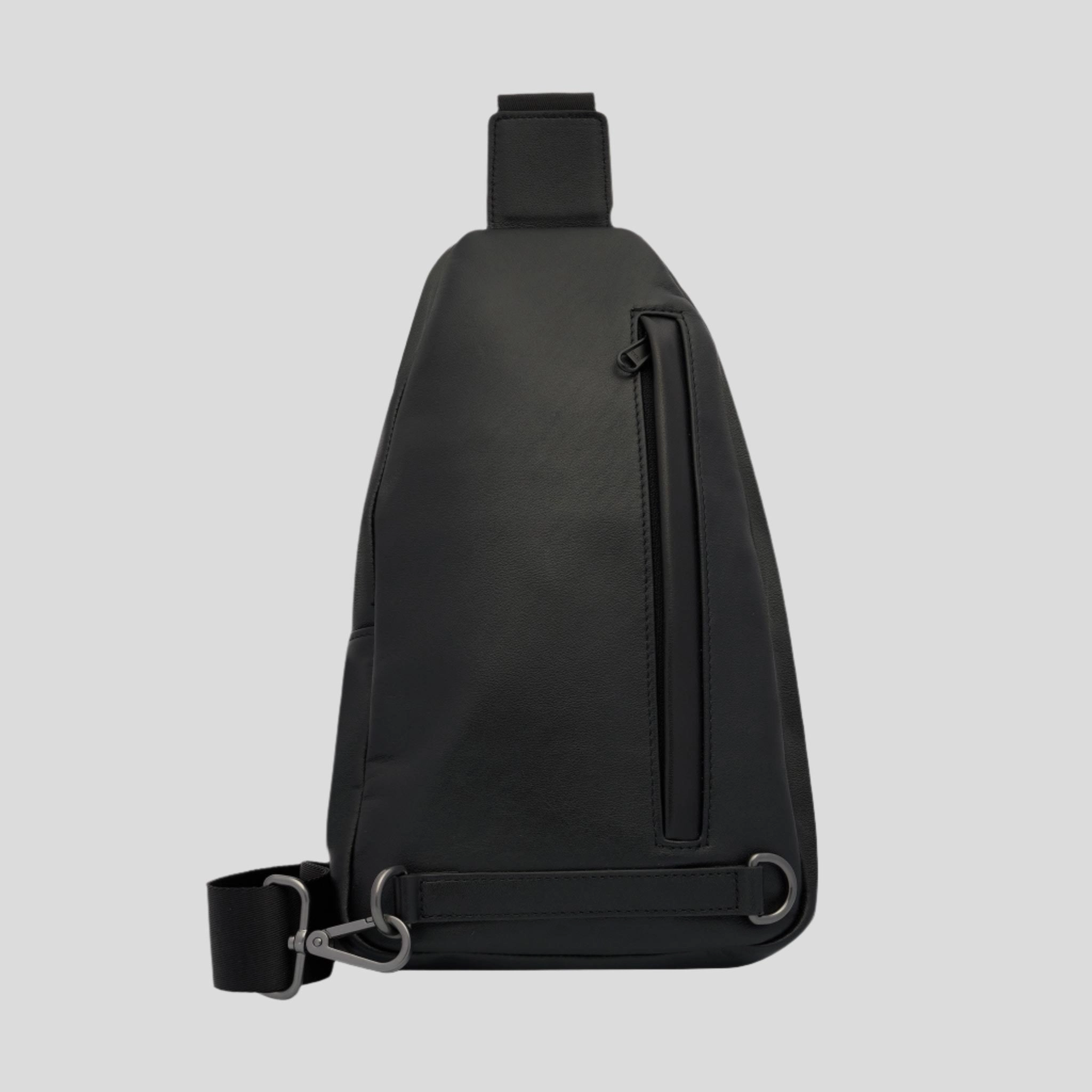 Multiwear Leather Crossbody Sling Bag -- Black Bold Logo