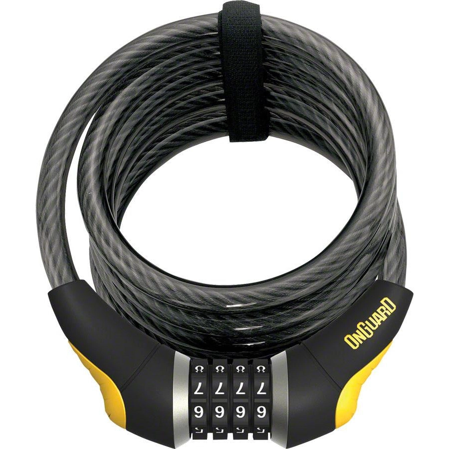 OnGuard Doberman Combo Cable Lock: 6' x 12mm, Gray/Black/Yellow