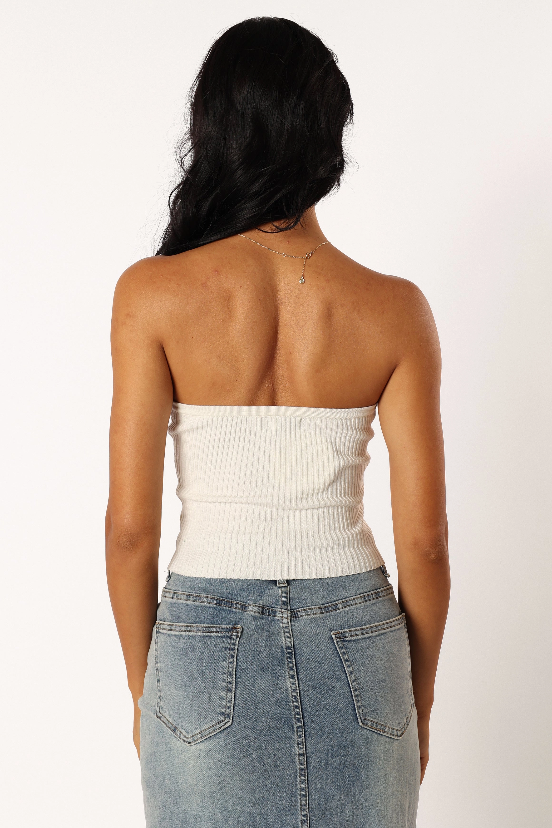 Pari Strapless Knit Top - White