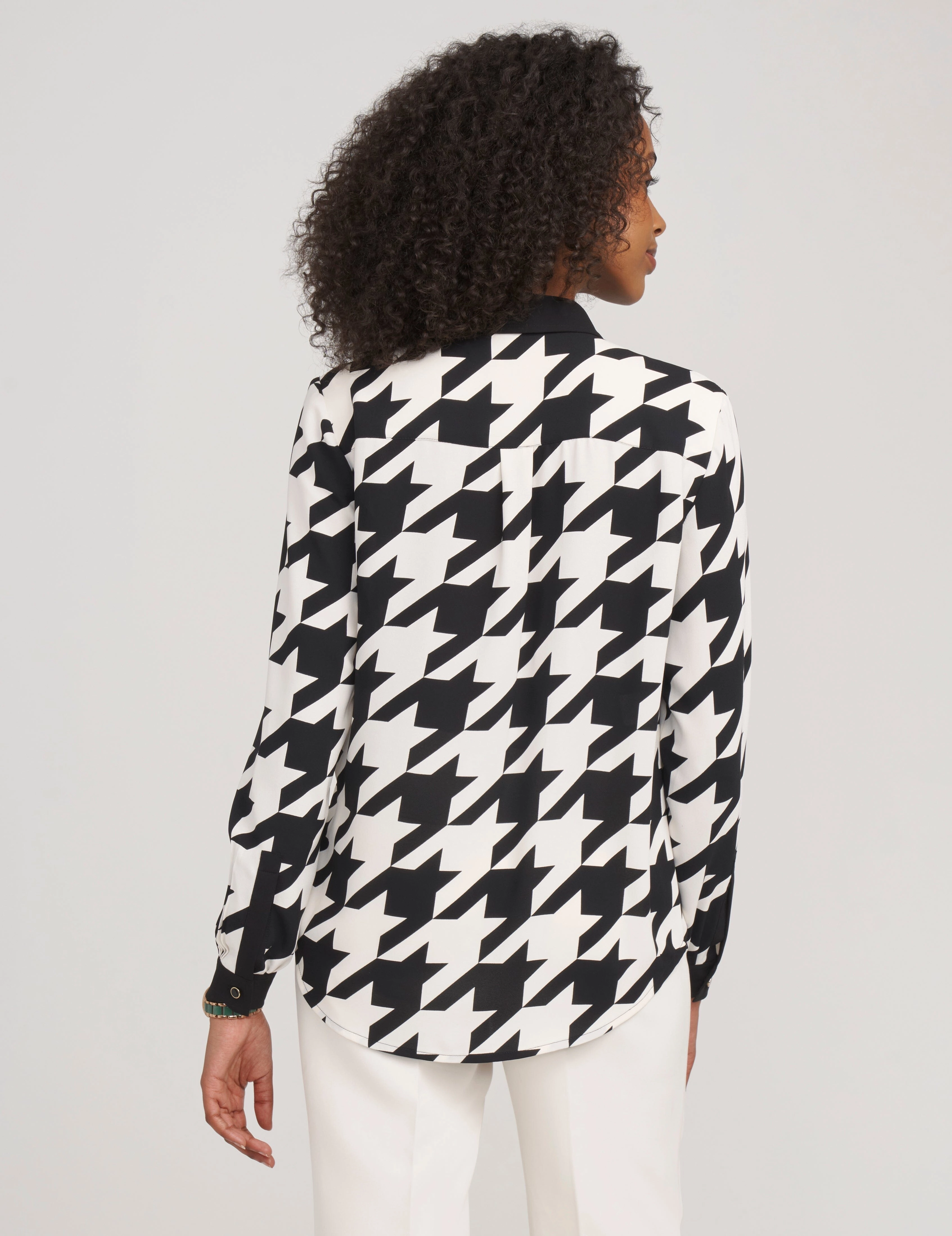 Printed Combo Button Down Blouse- Sale