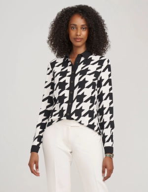 Printed Combo Button Down Blouse- Sale