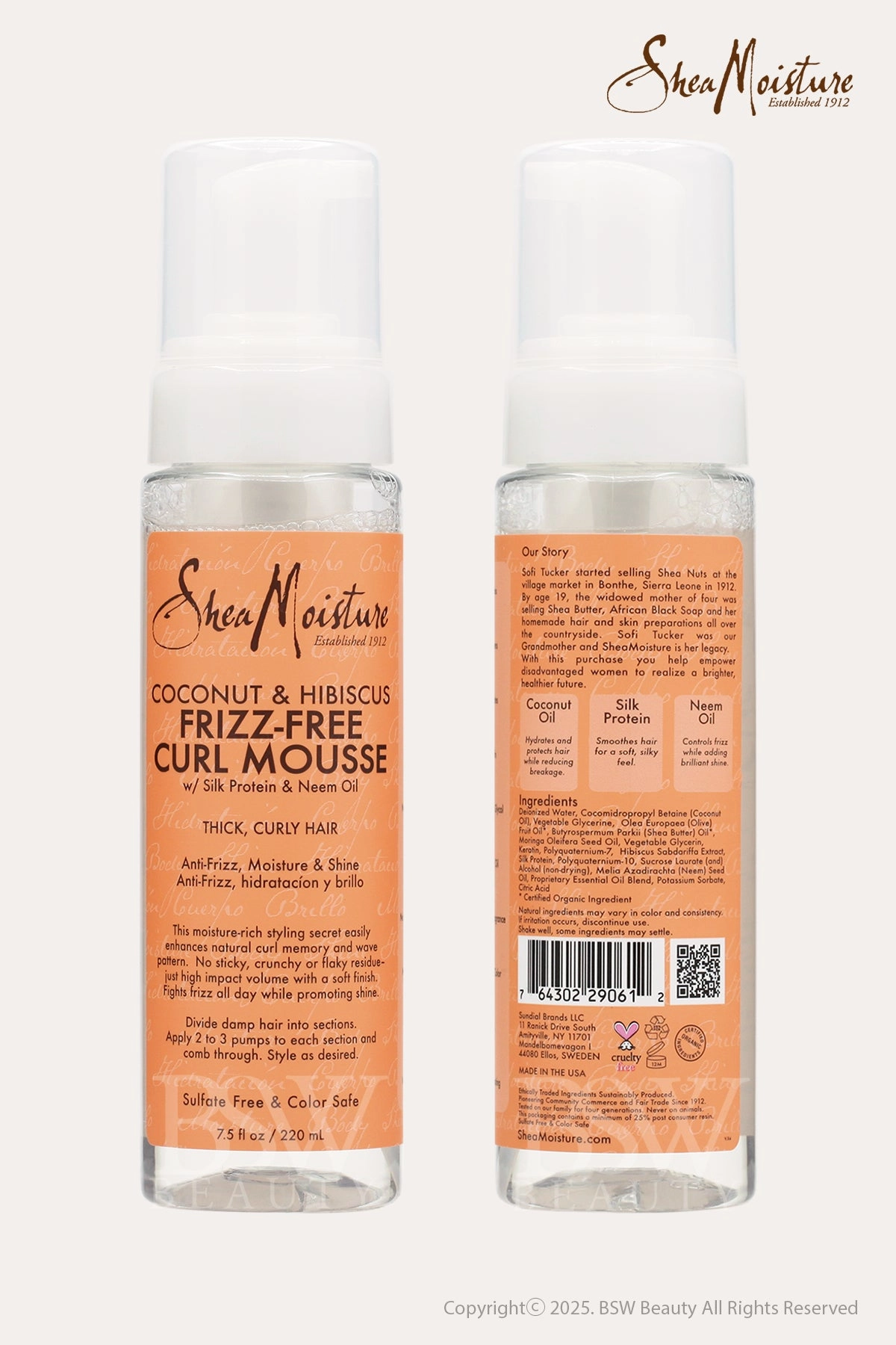 SHEA MOISTURE COCONUT & HIBISCUS FRIZZ-FREE CURL MOUSSE 7.5oz