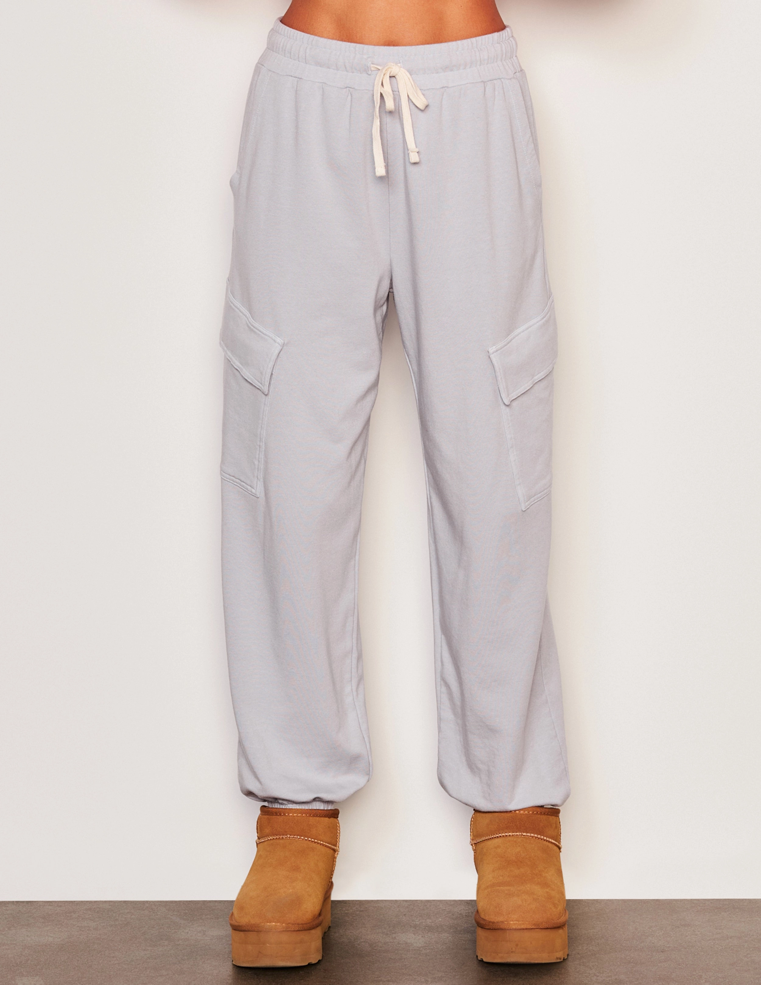 Sundry Lounge Banded Hoodie & Lounge Cargo Set in Blue Linen