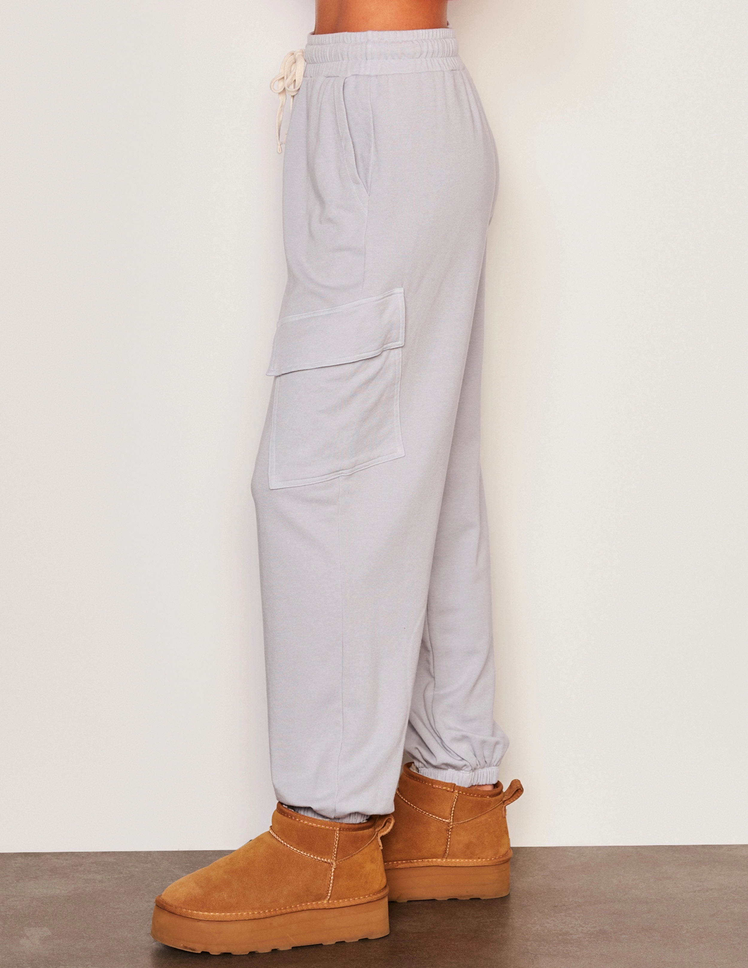Sundry Lounge Banded Hoodie & Lounge Cargo Set in Blue Linen