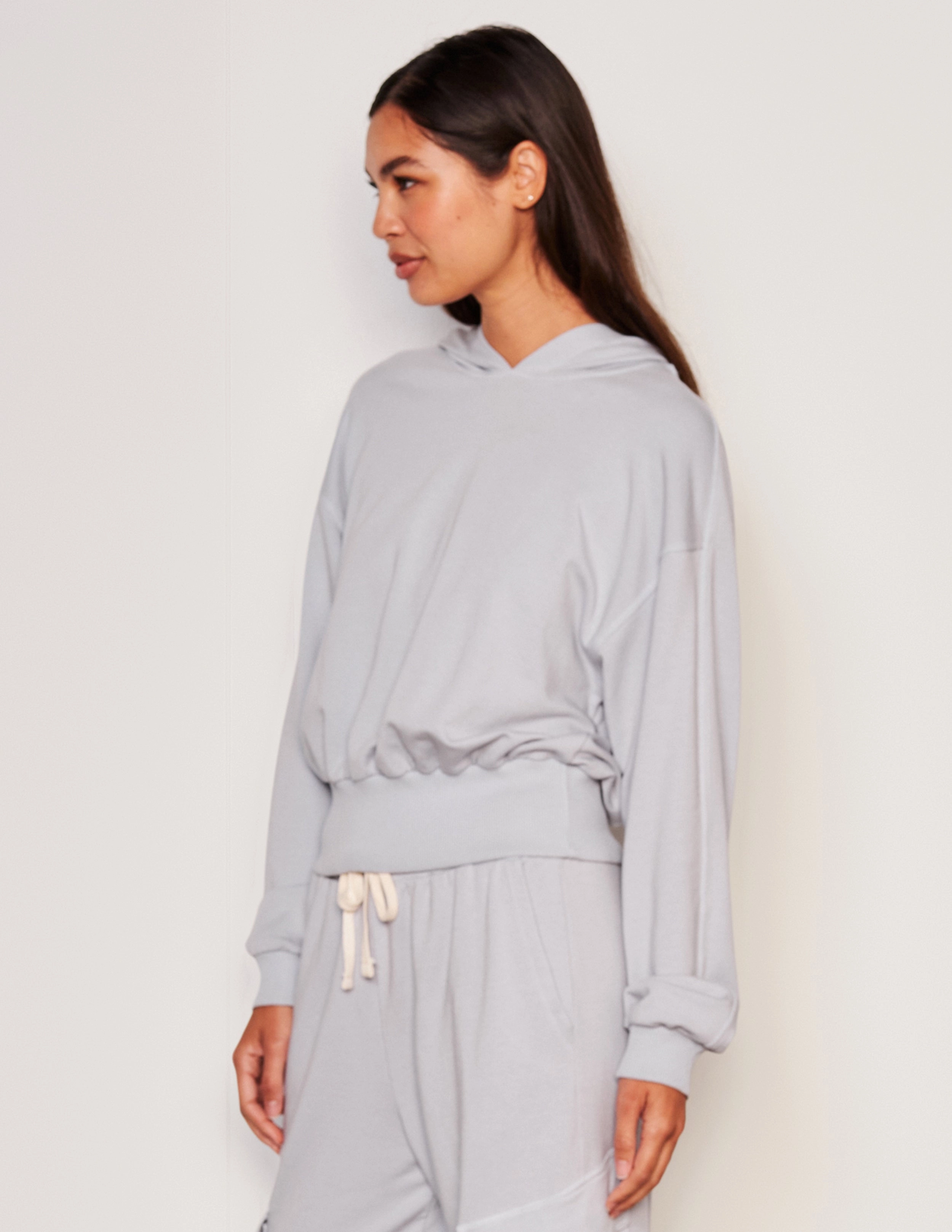 Sundry Lounge Banded Hoodie & Lounge Cargo Set in Blue Linen
