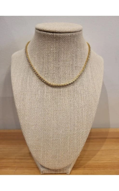 Twisted Baubles- Small Cubic Zirconia Tennis Necklace 13.5