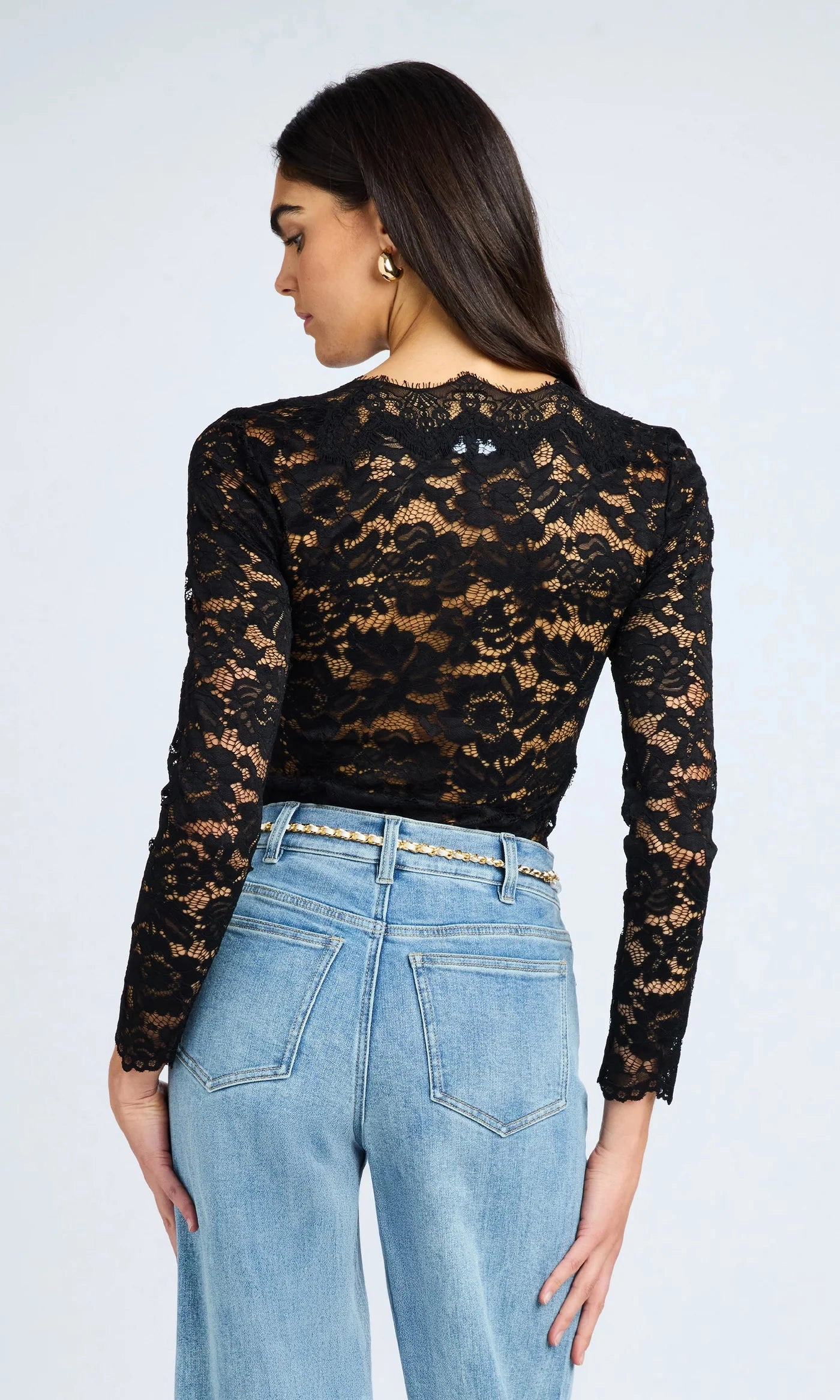 Yoko Sheer Lace Top - Black