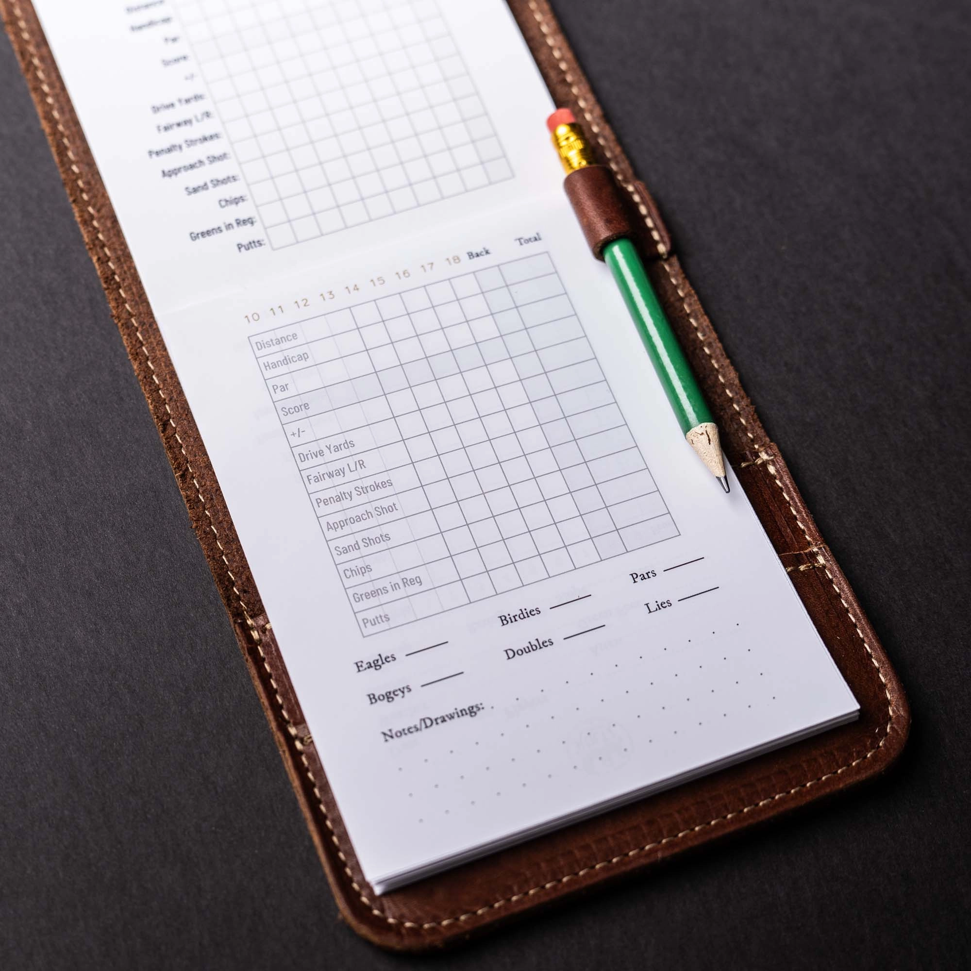 Your Logo   Our Leather - Fine Leather Golf Scorecard Holder and Logbook - Custom Logo and Corporate Gifting