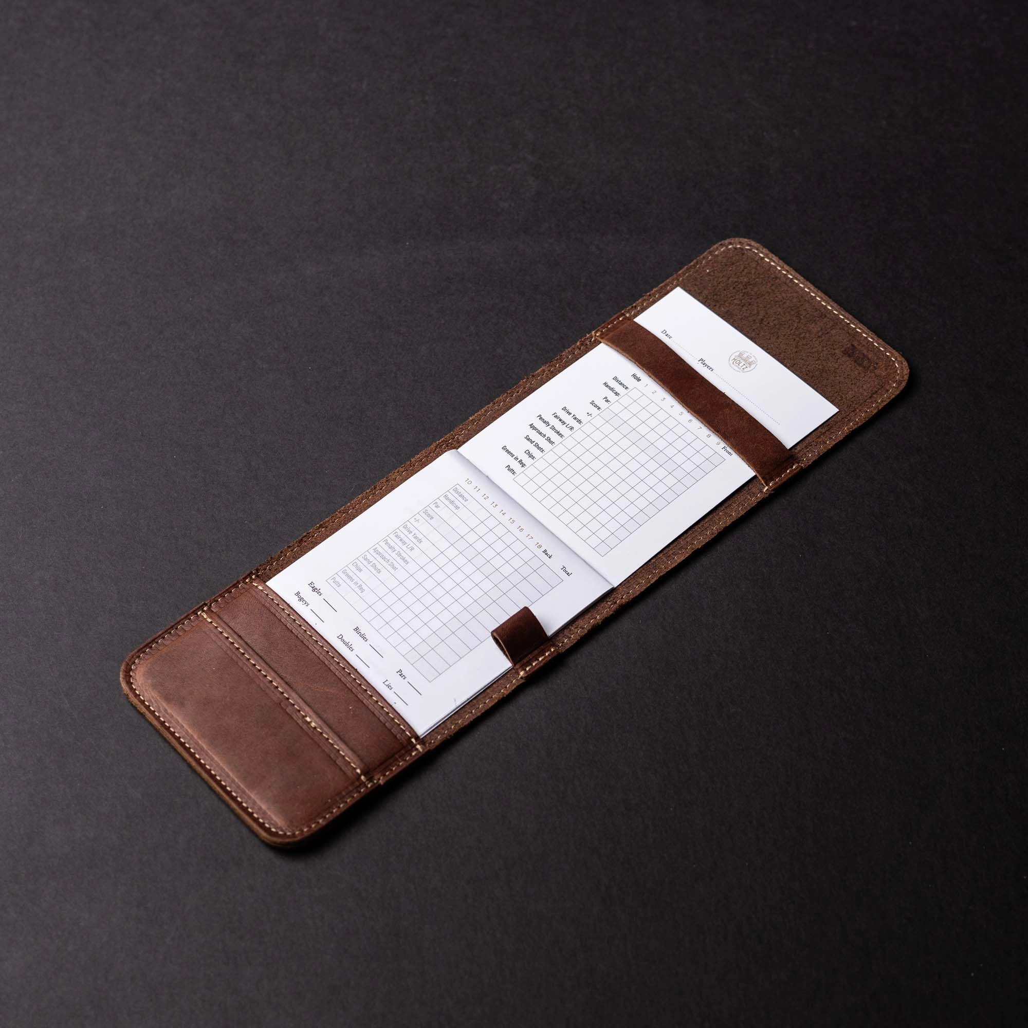 Your Logo   Our Leather - Fine Leather Golf Scorecard Holder and Logbook - Custom Logo and Corporate Gifting